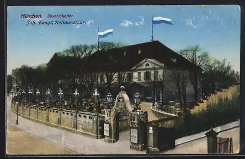 AK München, Restaurant Bavariakeller mit Terrasse