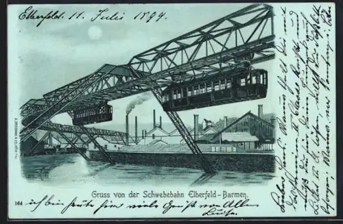 Mondschein-Lithographie Elberfeld-Barmen, Schwebebahn