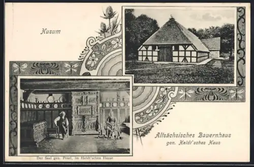 AK Husum / Nordsee, Altsächsisches Bauernhaus gen. Heldt`sches Haus, Saal, Innenansicht
