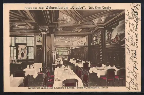AK Berlin, Weinrestaurant Traube, Leipzigerstr. 117-118, Innenansicht