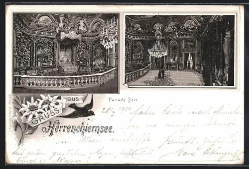 Lithographie Herrenchiemsee, Parade-Bett