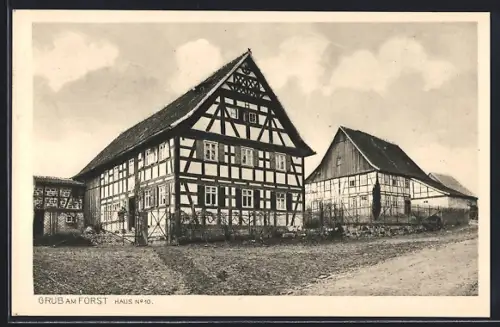 AK Grub / Forst, Totalansicht auf Haus No. 10