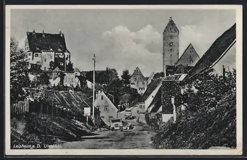AK Leipheim a. D., Ulmerstrasse mit Schloss