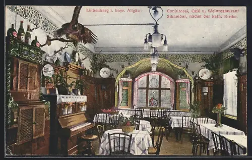 AK Lindenberg / Allgäu, Café-Conditorei Schneider, Innenansicht