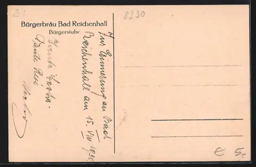 AK Bad Reichenhall, Gasthaus Bürgerbräu, Bürgerstube I