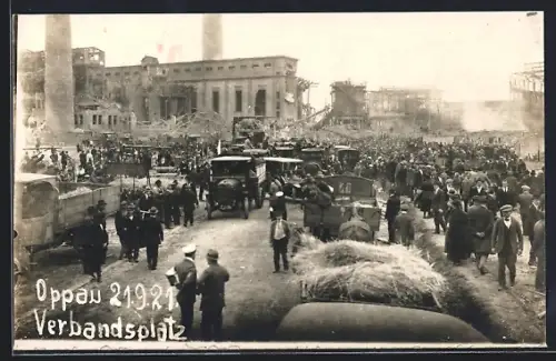Foto-AK Oppau, Explosion 1921, Verbandsplatz