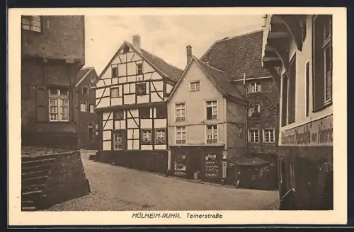 AK Mülheim / Ruhr, Teinerstrasse mit Geschäften