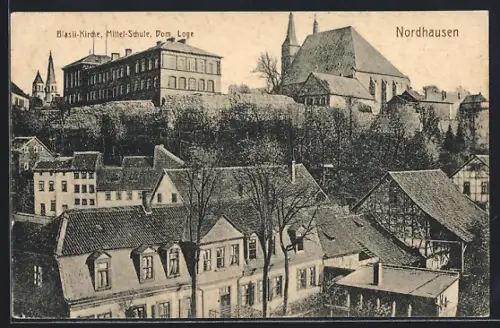 AK Nordhausen, Basiikirche, Mittelschule, Dome und Loge