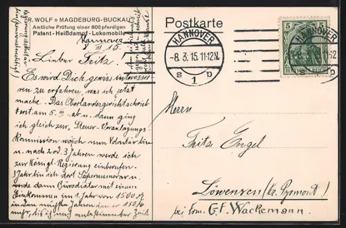 AK Magdeburg-Buckau, Blick in die Maschinenhalle mit Amtl. Prüfung einer 800-pferdigen Patent-Heissdampf-Lokomobile, Fabr