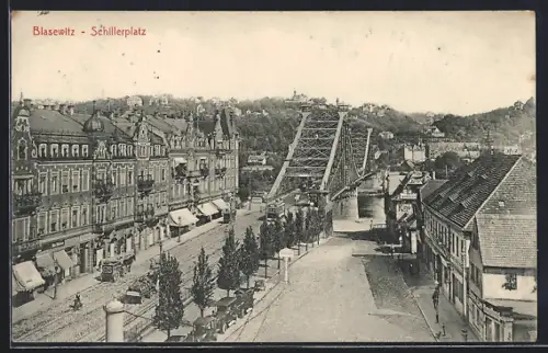 AK Dresden-Blasewitz, Schillerplatz mit Geschäften
