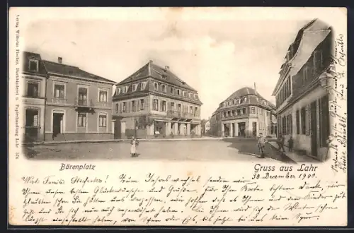 AK Lahr / Baden, Strassenpartie am Bärenplatz mit Passanten
