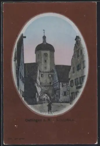 AK Oettingen a. R., Strassenpartie am Königsturm