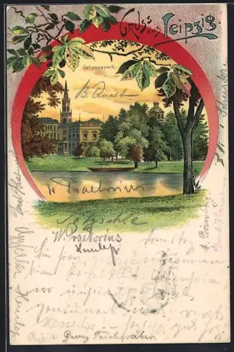 Lithographie Leipzig, Partie im Johannapark