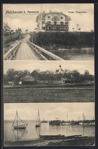 AK Holzhausen b. Ammersee, Hotel Panorama, Blick über den Ammersee