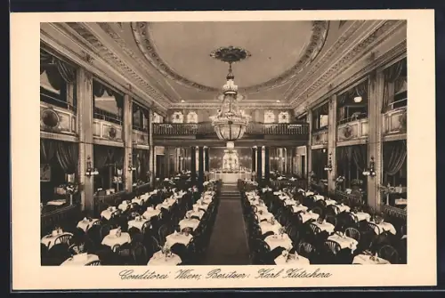 AK Berlin-Charlottenburg, Restaurant Wien, Innenansicht Speisesaal, Kurfürstendamm 26, Bes. Karl Kutschera