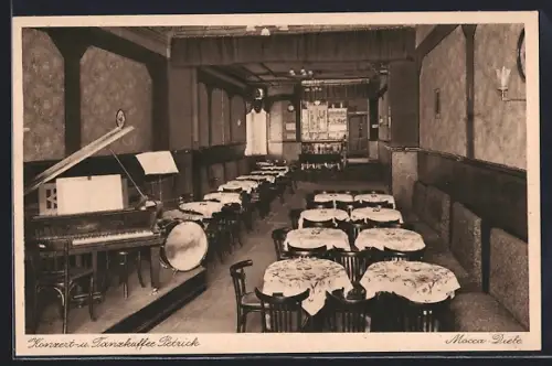 AK Berlin, Kaffee Petrick G. Juliusberger, Neue Königstr. 4, Innenansicht Mocca.-Diele, mit Flügel