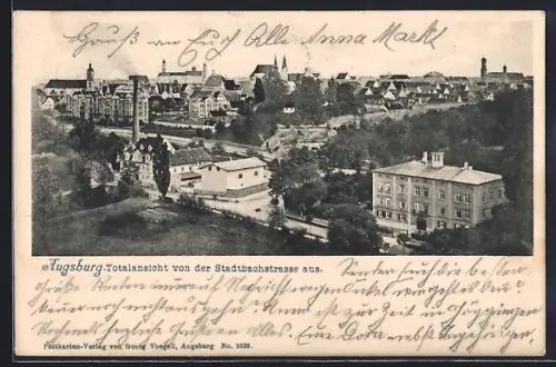 AK Augsburg, Totalansicht von der Stadtbachstrasse aus