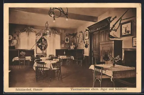 AK Husum / Nordsee, Gasthof Schützenhof, Vereinszimmer ehem. Jäger und Schützen