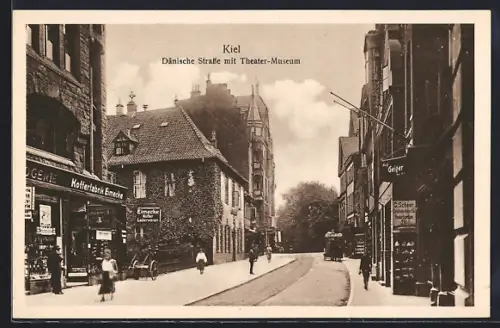 AK Kiel, Dänische Strasse mit Theater-Museum