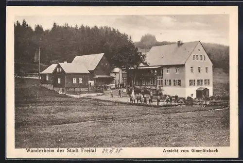 AK Hermsdorf / Erzg., Wanderheim der Stadt Freital, Ansicht vom Gimmlitzbach
