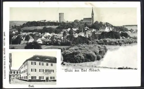 AK Bad Abbach, Brauerei Bad Abbach, Ortsansicht aus der Vogelschau