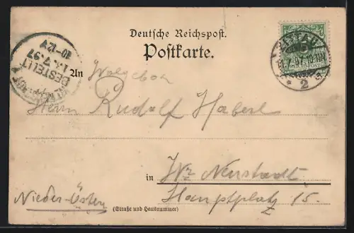 Lithographie Zittau, Café zur Reichspost, Inh. Karl Pitzek, Postamt, Johanneum, Mandaukaserne