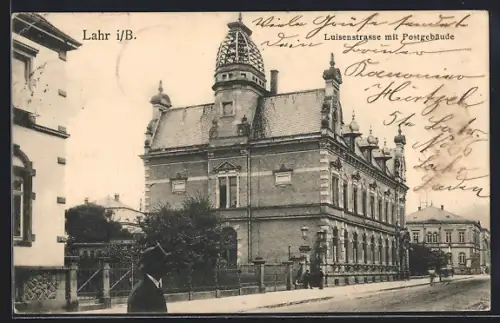 AK Lahr i. B., Luisenstrasse mit Postgebäude