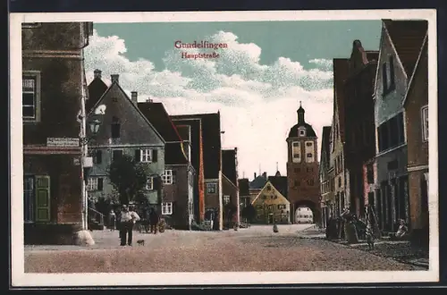 AK Gundelfingen / Donau, Hauptstrasse mit Torturm