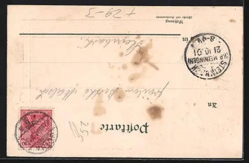 Passepartout-Lithographie Gotha, Schloss Friedrichsthal mit Parkanlagen