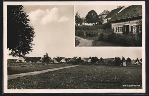 AK Walkertshofen / Erdweg, Ortspanorama mit Landstrasse, Ortspartie mit Häusern