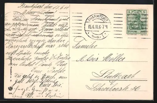 AK Frankfurt-Nordend, Günthersburg-Park mit Günthersburg-Allee, Fontäne