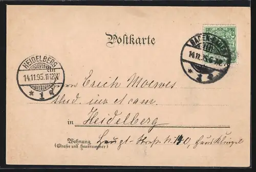 Vorläufer-Lithographie Yburg, 1895, Grossherzog Friedrichsturm mit Torportal und Rehen, Zugangsweg mit Tor und Turm