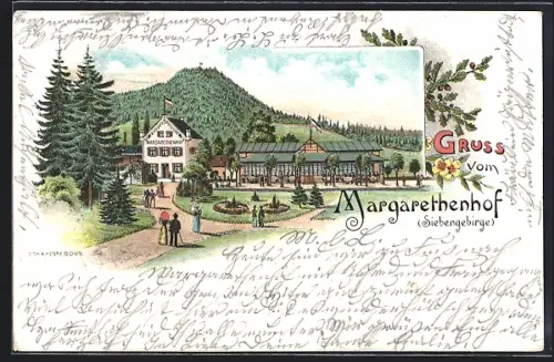 Lithographie Königswinter, Gasthaus Margarethenhof
