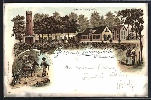 Lithographie Darmstadt, Gasthaus Ludwigshöhe