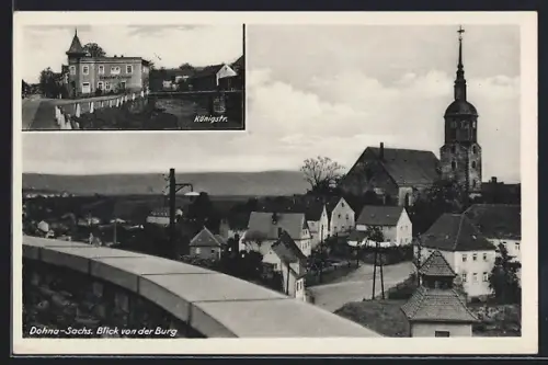 AK Dohna, Blick von der Burg, Partie in der Königstrasse, Deutscher Schützen