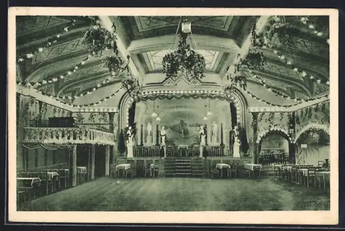 AK Lössnitz i. Erzgeb., Gaststätte Schützenhaus, Grosser Ballsaal mit Bühne