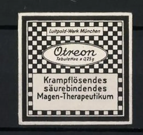 Reklamemarke München, Otreon Tabletten, Schachbrettmuster