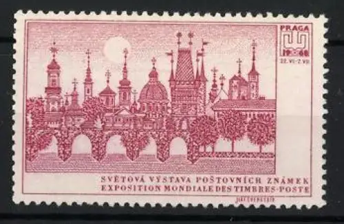 Reklamemarke Praga 1968, Svetová výstava postovních známek, Stadtansicht mit Türmen