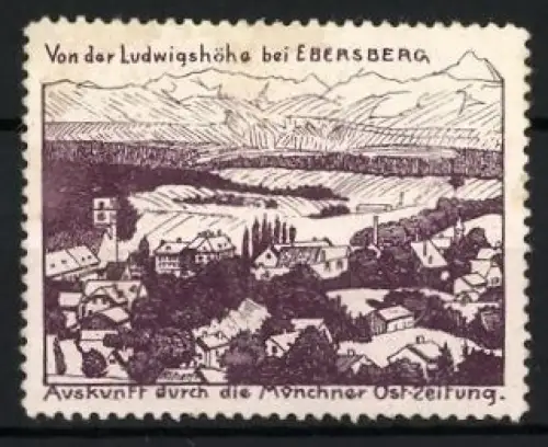 Reklamemarke Ebersberg, Von der Ludwigshöhe, Landschaftsansicht