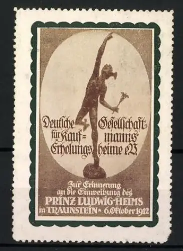 Reklamemarke Traunstein, Deutsche Gesellschaft für Kaufmann's Erholungsheime, Prinz Ludwig Heim Einweihung 1912, Tänzer
