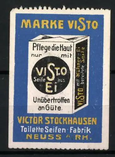 Reklamemarke Neuss, Visto Seife, Victor Stockhausen, Seifenkarton