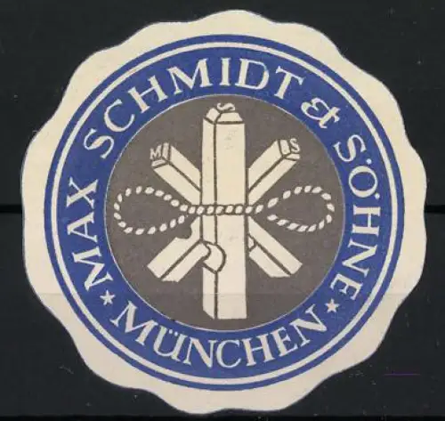 Reklamemarke München, Max Schmidt & Söhne, Seil mit Drucklettern