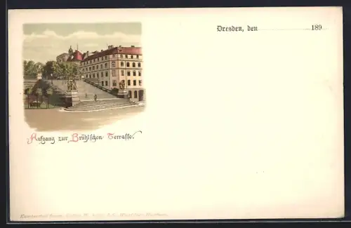 Lithographie Dresden, Aufgang zur Brühlschen Terrasse