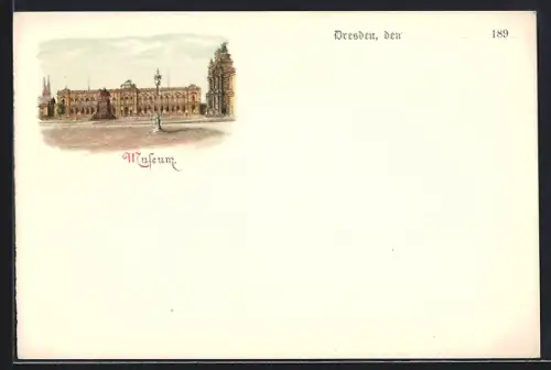 Lithographie Dresden, Historisches Museum, Neumarkt