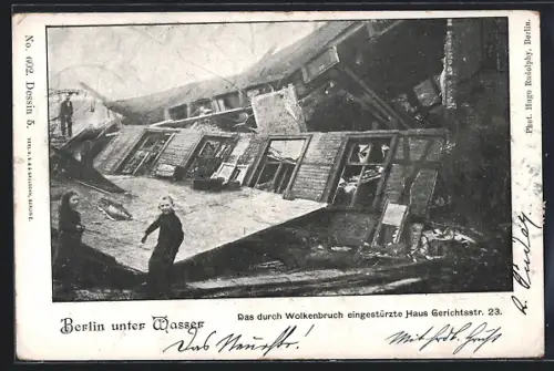 AK Berlin-Wedding, Eingestürztes Haus Gerichtstr. 23 nach Wolkenbruch