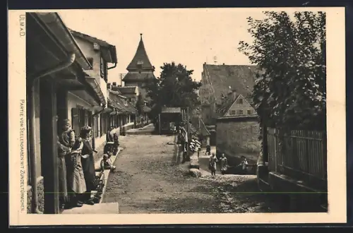 AK Ulm a. D., Partie vom Seelengraben mit Zundeltürmchen