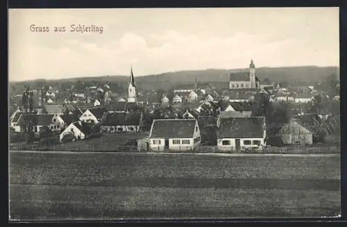 AK Schierling, Ortsansicht mit Kirche und Dorfhäusern