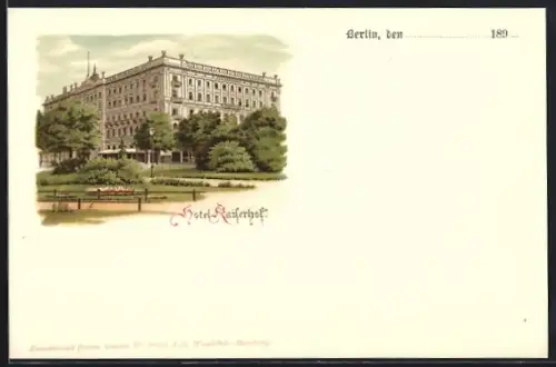 Lithographie Berlin, Hotel Kaiserhof
