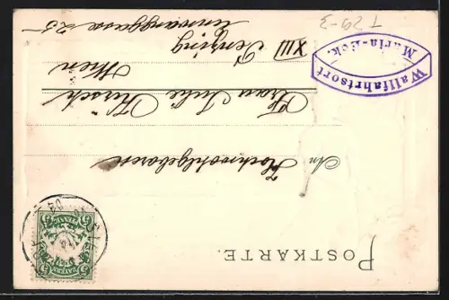 Passepartout-Lithographie Maria Eck, Kirche, Gasthaus