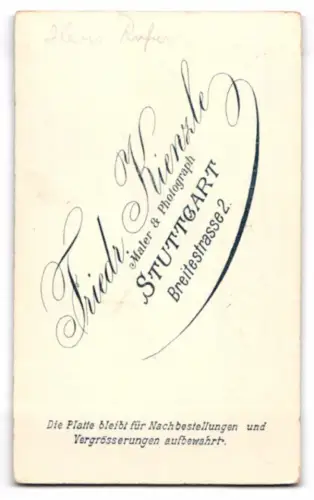 Fotografie Friedr. Kienzle, Stuttgart, Breite Strasse 2, Hans Rufer als Kleinkind